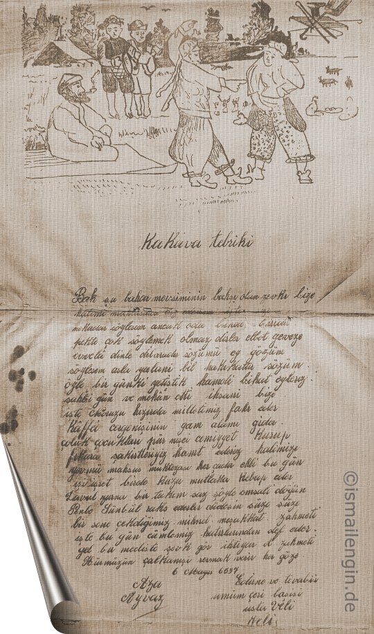 'Kakava Tebriği - Aza Ayvaz, Edirne ve tevabii umûm çeri başisi usta Veli' 6 mayıs 1937 / İsmail Engin koleksiyonu [KanalKultur]