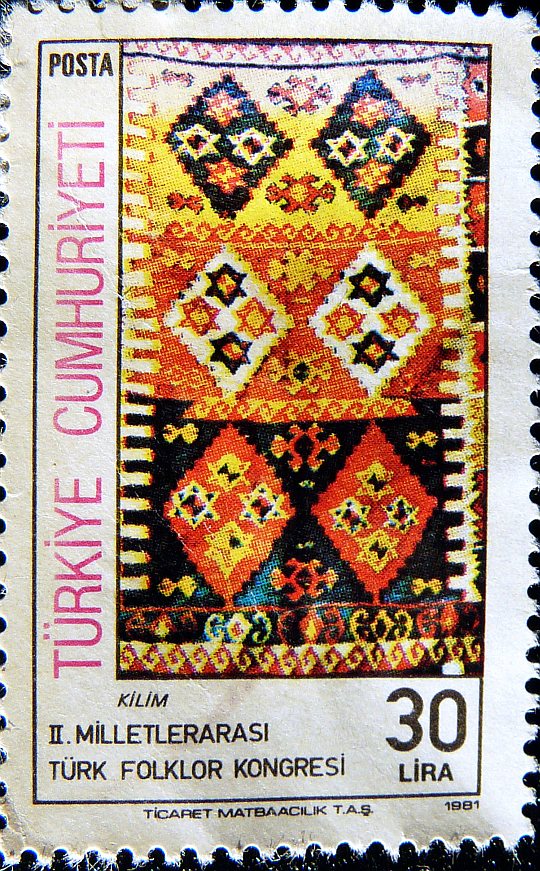 Kilim - II. Milletlerarası Türk Folklor Kongresi (1981). Türkiye Cumhuriyeti - Posta, Ticaret Matbaacılık T.A.Ş. / İsmail Engin koleksiyonu [KanalKultur]