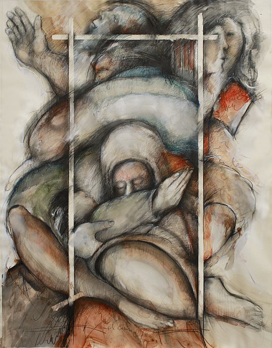 © İsmail Çoban - 'Taranta Babu'ya Mektuplar' serisinden, desen, karisik teknik, 130 x 100 cm., 1995