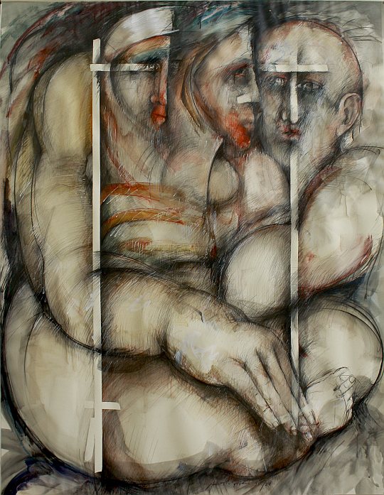 © İsmail Çoban - 'Taranta Babu'ya Mektuplar' serisinden, desen, karisik teknik, 130 x 100 cm., 1995