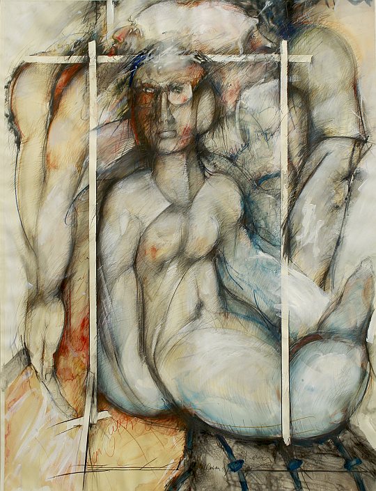 © İsmail Çoban - 'Taranta Babu'ya Mektuplar' serisinden, desen, karisik teknik, 130 x 100 cm., 1995