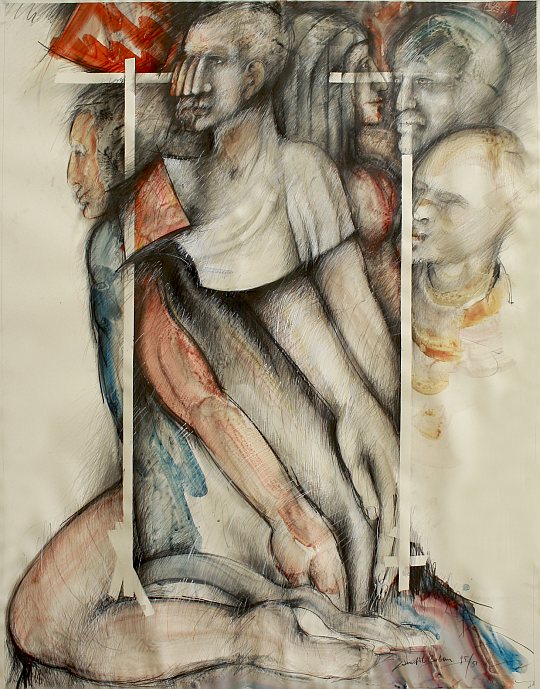 © İsmail Çoban - 'Taranta Babu'ya Mektuplar' serisinden, desen, karisik teknik, 130 x 100 cm., 1995