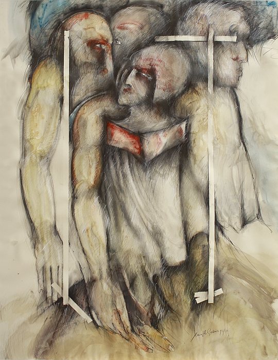 © İsmail Çoban - 'Taranta Babu'ya Mektuplar' serisinden, desen, karisik teknik, 130 x 100 cm., 1995