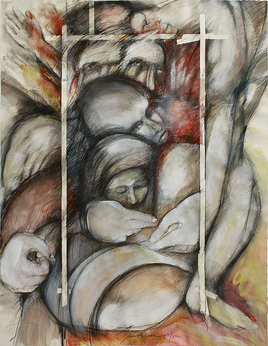 © İsmail Çoban - 'Taranta Babu'ya Mektuplar' serisinden, desen, karisik teknik, 130 x 100 cm., 1995