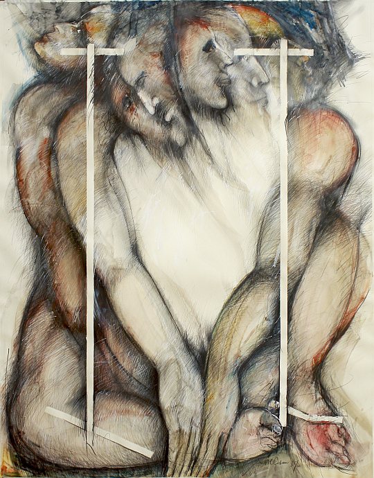© İsmail Çoban - 'Taranta Babu'ya Mektuplar' serisinden, desen, karisik teknik, 130 x 100 cm., 1995