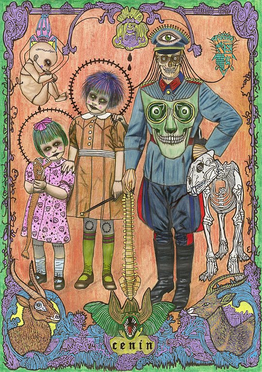 Cenin - 'Catharsis in Non-cathartic', mixed technique on paper, 29.5 x 21 cm., 2011