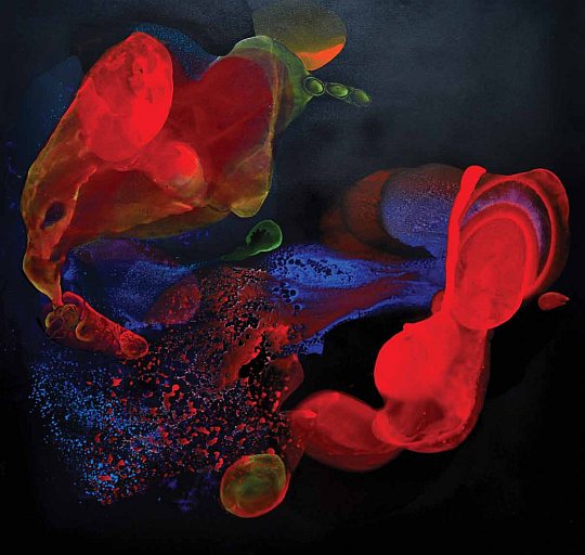 Gülten İmamoğlu - Kün, tuval üzerine akrilik, 161 x 164 cm., 2012 [kun, Acrylic on canvas, 161 x 164 cm., 2012] [Enuma eliş la nabu şamamu... / Yükseklerde Gök henüz isimlendirilmemişken... / The sky is not named at hights yet... (Enuma Eliş destanından)] 