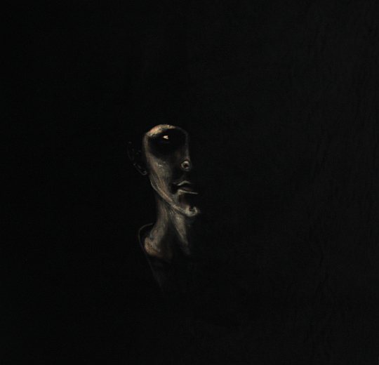 Özgül Arslan - 'Otoportre', kotonkadife kumaş üzerine ağartıcı, 100 x 100 cm., 2011