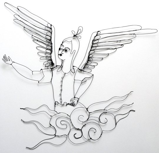 Yıldız Şermet - 'Melek', tel, 15 x 15 cm.