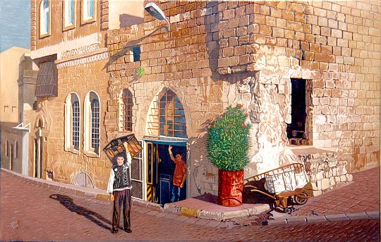 Yusuf Özsarfati - 'Sabah Ekmeği - Mardin', tuval üzerine yağlıboya, 45 x 70 cm., 2009